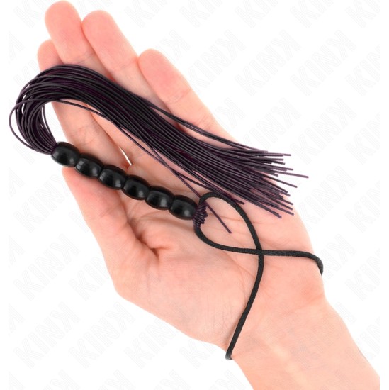 Kink Impact & Touch KINK - MINI SILICONE WHIP WITH 6 BLACK BEADS 26 CM