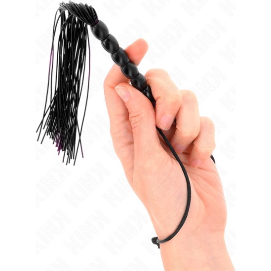 Kink Impact & Touch KINK - MINI SILICONE WHIP WITH 6 BLACK BEADS 26 CM