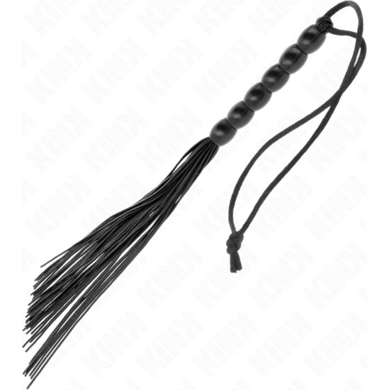 Kink Impact & Touch KINK - MINI SILICONE WHIP WITH 6 BLACK BEADS 26 CM