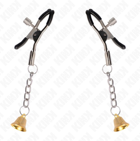 Kink Nipple Grip KINK - GOLD BELL PENDANT NIPPLE CLAMPS 6 CM