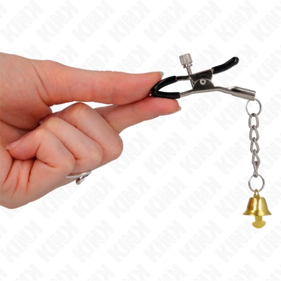 Kink Nipple Grip KINK - GOLD BELL PENDANT NIPPLE CLAMPS 6 CM