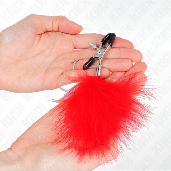 Kink Nipple Grip KINK - FEATHER NIPPLE CLAMP RED 7 CM