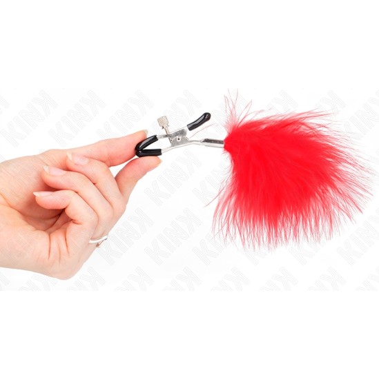 Kink Nipple Grip KINK - FEATHER NIPPLE CLAMP RED 7 CM