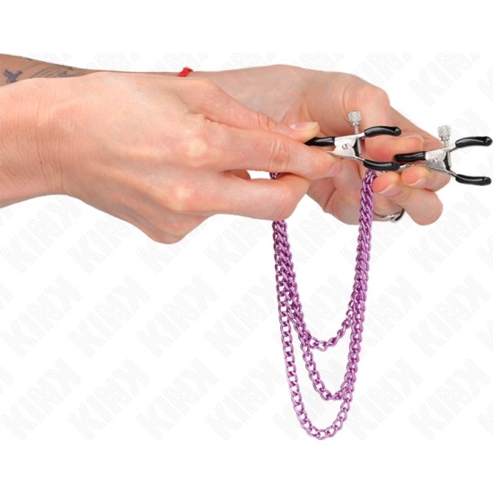 Kink Nipple Grip KINK - NIPPLE CLAMPS WITH 3 CHAINS PURPLE 20/23/28 CM