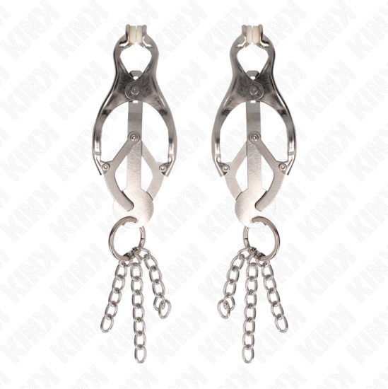 Kink Nipple Grip KINK - JAPANESE CLOVER NIPPLE CLAMPS WITH LITTLE CHAINS SILVER