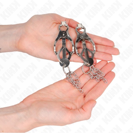 Kink Nipple Grip KINK - JAPANESE CLOVER NIPPLE CLAMPS WITH LITTLE CHAINS SILVER