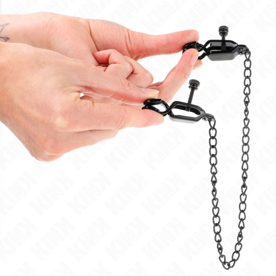 Kink Nipple Grip KINK - FLAT CHAIN NIPPLE CLAMPS BLACK 30 CM