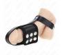 Kink Ring Power KINK - LEATHER PENIS CAGE RING WITH ADJUSTABLE COATED BALL DIVIDER STRAP
