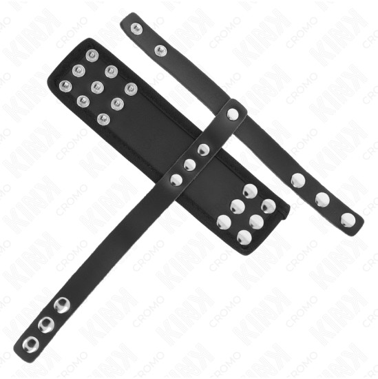 Kink Ring Power KINK - LEATHER PENIS CAGE RING WITH ADJUSTABLE COATED BALL DIVIDER STRAP