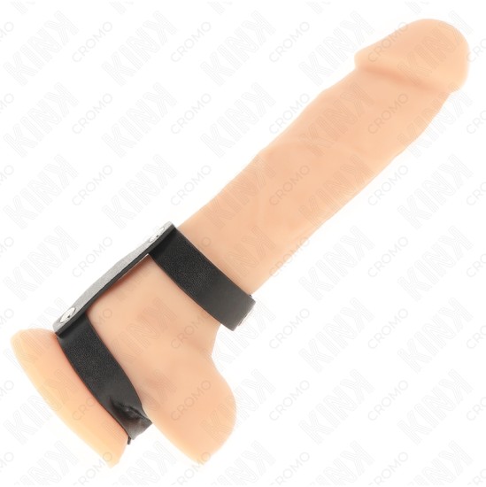 Kink Ring Power KINK - ADJUSTABLE DOUBLE LEATHER PENIS RING