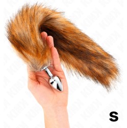 Kink Pleasure Plugs KINK - ANAL PLUG SIZE S 7 X 3 CM WITH SYNTHETIC TAIL 40 CM BROWN