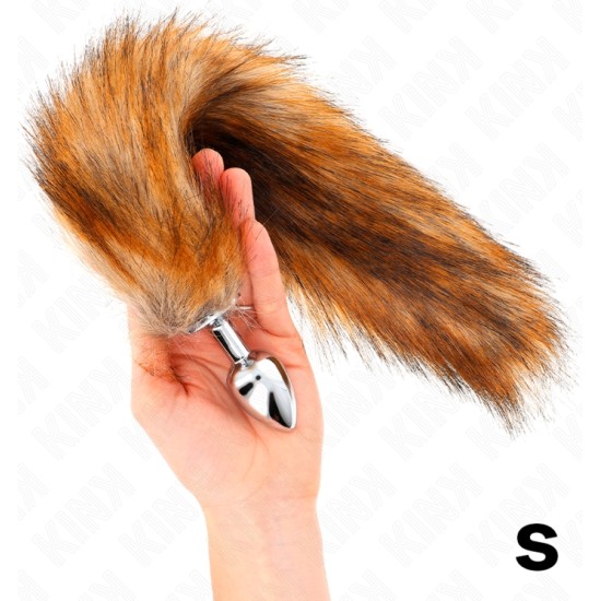 Kink Pleasure Plugs KINK - ANAL PLUG SIZE S 7 X 3 CM WITH SYNTHETIC TAIL 40 CM BROWN