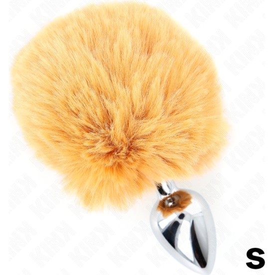 Kink Pleasure Plugs KINK - STAINLESS STEEL PLUG 7 x 3 CM WITH BEIGE FAUX FUR RABBIT TAIL 8 CM