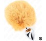 Kink Pleasure Plugs KINK - STAINLESS STEEL PLUG 7 x 3 CM WITH BEIGE FAUX FUR RABBIT TAIL 8 CM
