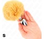 Kink Pleasure Plugs KINK - STAINLESS STEEL PLUG 7 x 3 CM WITH BEIGE FAUX FUR RABBIT TAIL 8 CM
