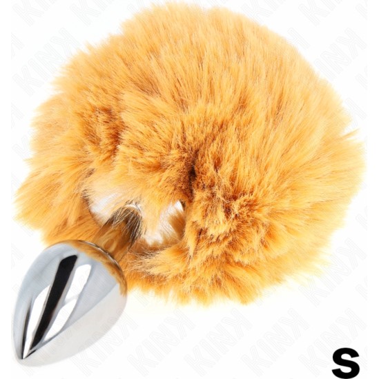 Kink Pleasure Plugs KINK - STAINLESS STEEL PLUG 7 x 3 CM WITH BEIGE FAUX FUR RABBIT TAIL 8 CM