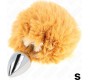 Kink Pleasure Plugs KINK - STAINLESS STEEL PLUG 7 x 3 CM WITH BEIGE FAUX FUR RABBIT TAIL 8 CM