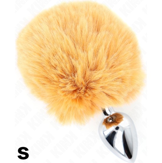 Kink Pleasure Plugs KINK - STAINLESS STEEL PLUG 7 x 3 CM WITH BEIGE FAUX FUR RABBIT TAIL 8 CM
