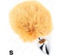 Kink Pleasure Plugs KINK - STAINLESS STEEL PLUG 7 x 3 CM WITH BEIGE FAUX FUR RABBIT TAIL 8 CM