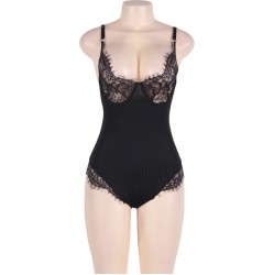 Subblime Queen Plus Size SUBBLIME - QUEEN PLUS TEDDY WITH CLEARS AND FRINGES BLACK