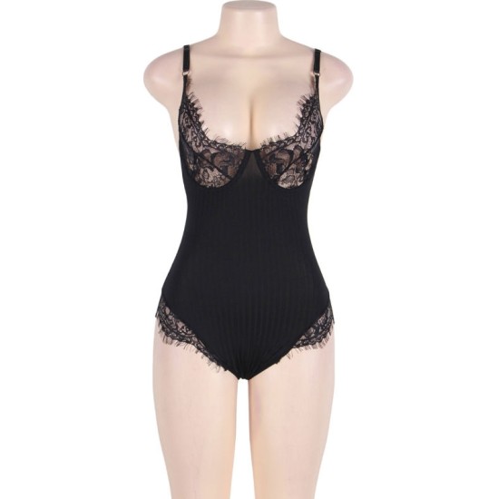 Subblime Queen Plus Size SUBBLIME - QUEEN PLUS TEDDY WITH CLEARS AND FRINGES BLACK