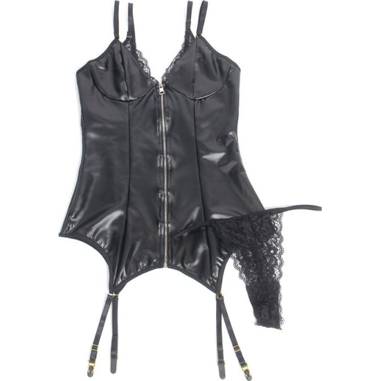 Subblime Bodies SUBBLIME - 955458 BLACK LEATHER ZIPPER BODY S/M