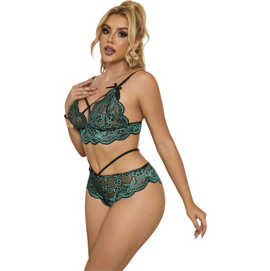 Subblime Sets SUBBLIME - 954093 BRA + PANTIES LACE GREEN L/XL