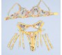 Subblime Sets SUBBLIME - 954352 BRA + THONG + GARTER BELT FLORAL DESIGN YELLOW L/XL