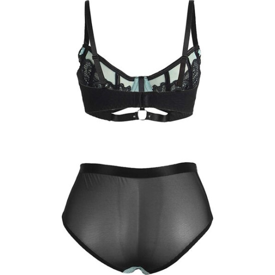 Subblime Sets SUBBLIME - 955564 GREEN PATENT LEATHER MESH ZIPPER BRA SET L/XL