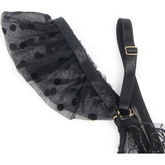 Subblime Sets SUBBLIME - 957483 LACE BRA AND GARTER SET BLACK S/M