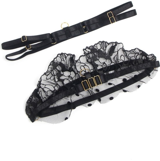 Subblime Sets SUBBLIME - 957483 LACE BRA AND GARTER SET BLACK S/M