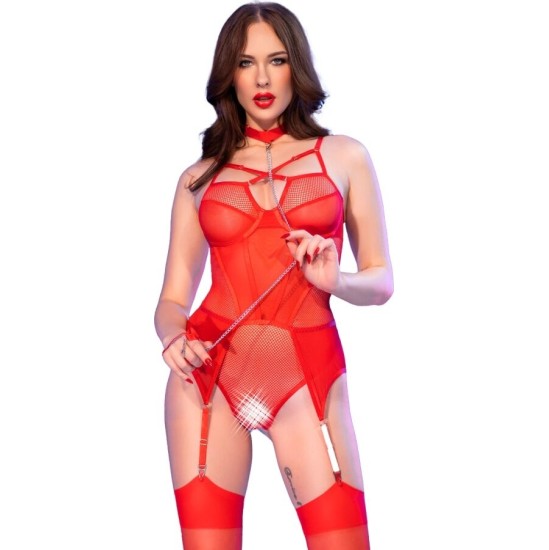 Chilirose Bodies CHILIROSE - CR 4879 CROTCHLESS BODYSUIT RED S
