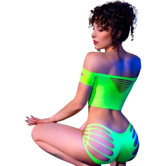 Chilirose Sets CHILIROSE - CR 4433 TOP & SHORTS GREEN S/M