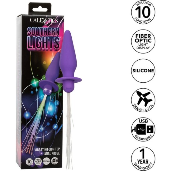 Calexotics SOUTHERN LIGHTS LIGHT UP ANAL PLUG 10 VIBRATIONS SILICONE PURPLE