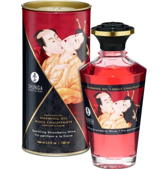 Shunga Oils SHUNGA - STRAWBERRIES AND CAVA HEAT EFFECT MASSAGE OIL 100 ML
