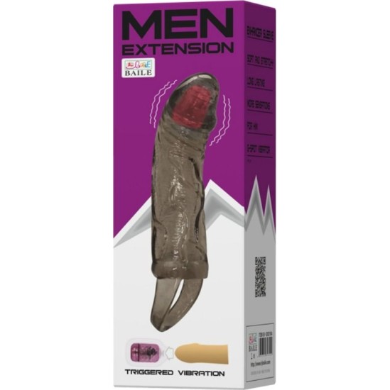 Baile For Him BAILE - PENIS EXTENDER SHEATH WITH VIBRATION AND STRAP FOR TESTICLES 13.5 CM