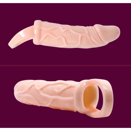 Baile For Him BAILE - PENIS EXTENDER SHEATH WITH VIBRATION AND STRAP FOR TESTICLES 13.5 CM