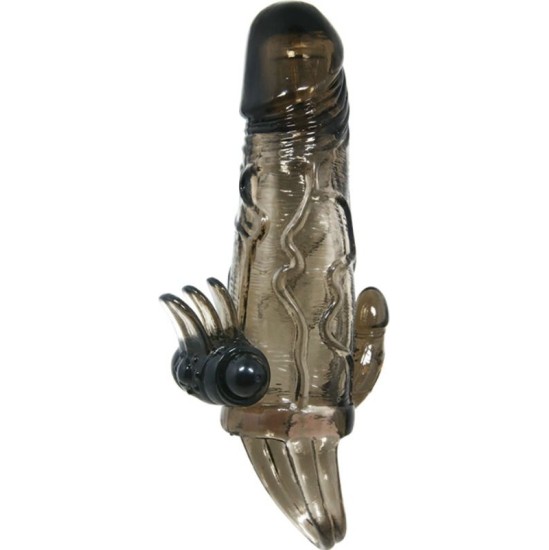 Baile For Him BAILE - BRAVE MAN PENIS COVER WITH CLIT AND ANAL STIMULATION DOUBLE BULLET BLACK 16.5 CM