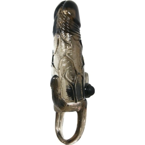 Baile For Him BAILE - BRAVE MAN PENIS COVER WITH CLIT AND ANAL STIMULATION DOUBLE BULLET BLACK 16.5 CM
