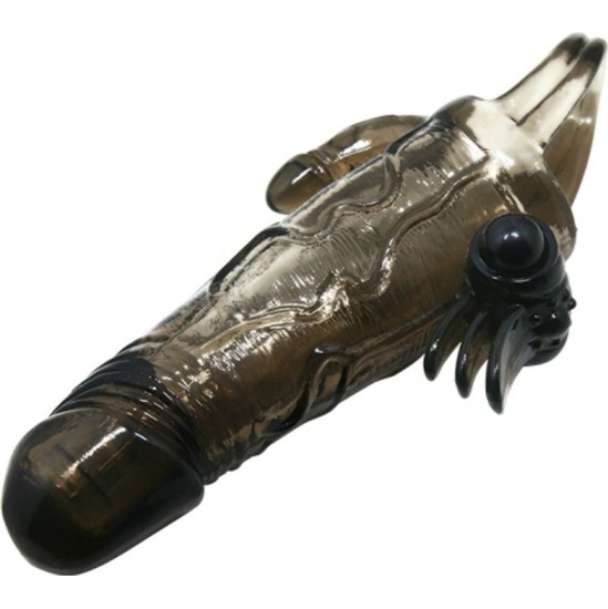 Baile For Him BAILE - BRAVE MAN PENIS COVER WITH CLIT AND ANAL STIMULATION DOUBLE BULLET BLACK 16.5 CM