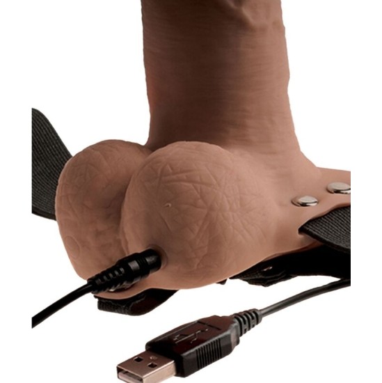 Fetish Fantasy Series ADJUSTABLE HARNESS REALISTIC PENIS WITH RECHARGEABLE TESTICLES AND VIBRATOR 15 CM