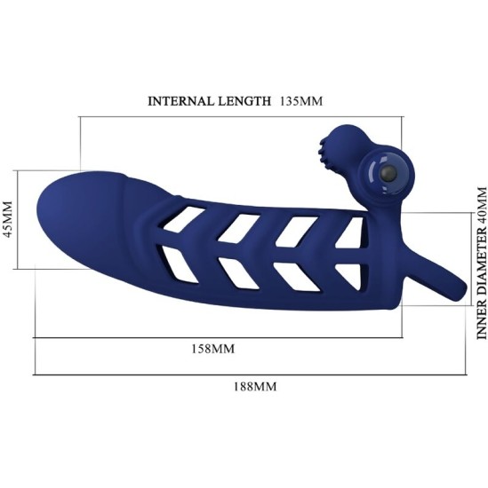 Pretty Love Male PRETTY LOVE - ALTAF VIBRATOR RING WITH SILICONE SHEATH BLUE
