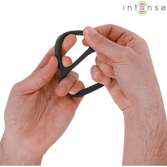 Intense Couples Toys INTENSE - BOBBY DOUBLE SILICONE PENIS RING BLACK