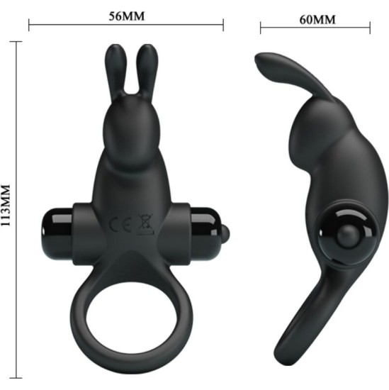 Pretty Love VIBRATING RING + RABBIT CLITORIS STIMULATOR 10 VIBRATIONS BLACK