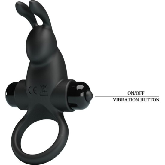Pretty Love VIBRATING RING + RABBIT CLITORIS STIMULATOR 10 VIBRATIONS BLACK
