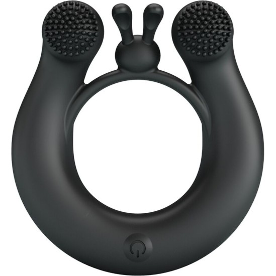Pretty Love DAHLIA VIBRATING RING + CLITORIS STIMULATOR 12 VIBRATIONS BLACK