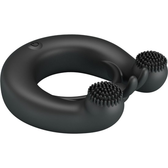 Pretty Love DAHLIA VIBRATING RING + CLITORIS STIMULATOR 12 VIBRATIONS BLACK