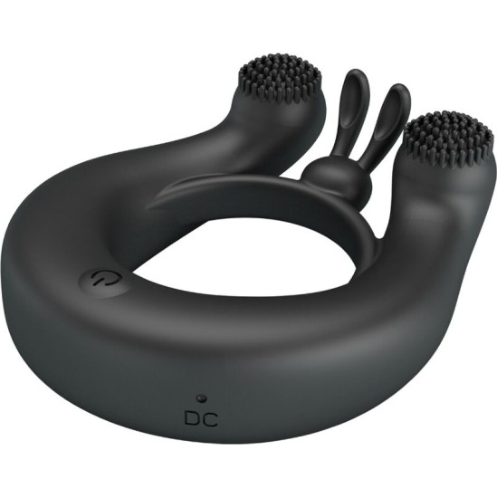 Pretty Love DAHLIA VIBRATING RING + CLITORIS STIMULATOR 12 VIBRATIONS BLACK