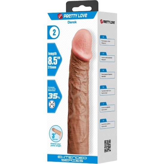 Pretty Love DEREK PENIS SLEEVE WITH 7.6 CM EXTENSION MULATTO