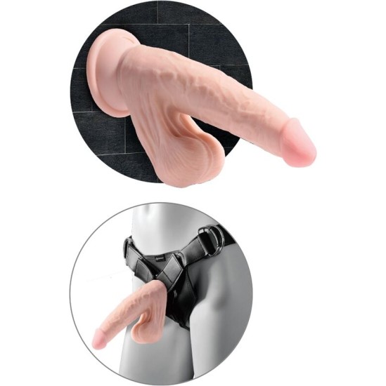 King Cock Plus KING COCK - PLUS 3D DILDO SWINGING BALLS 24.5 CM LIGHT SKIN